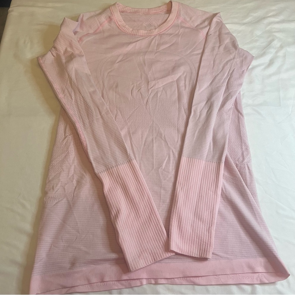 Lululemon Swiftly Tech 2.0 Long Sleeve Pink Thumbhole Top Size 8